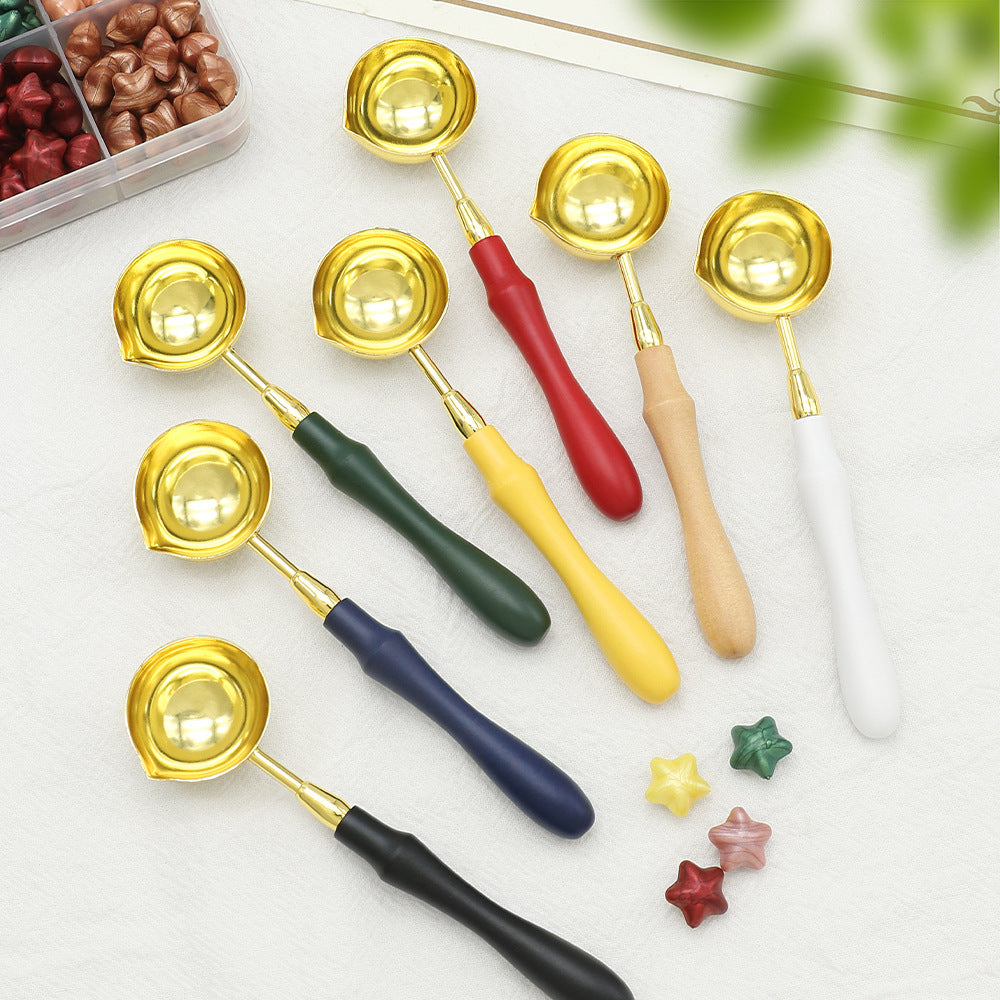 2PCS/Kit Sealing Wax Melting Spoons with Wooden Handle