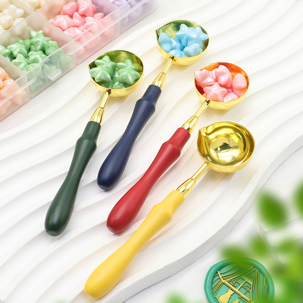 2PCS/Kit Sealing Wax Melting Spoons with Wooden Handle
