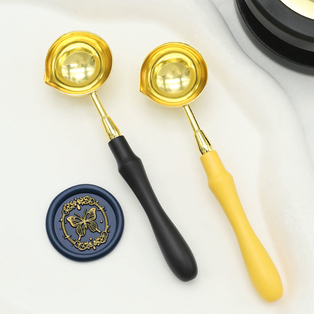 2PCS/Kit Sealing Wax Melting Spoons with Wooden Handle