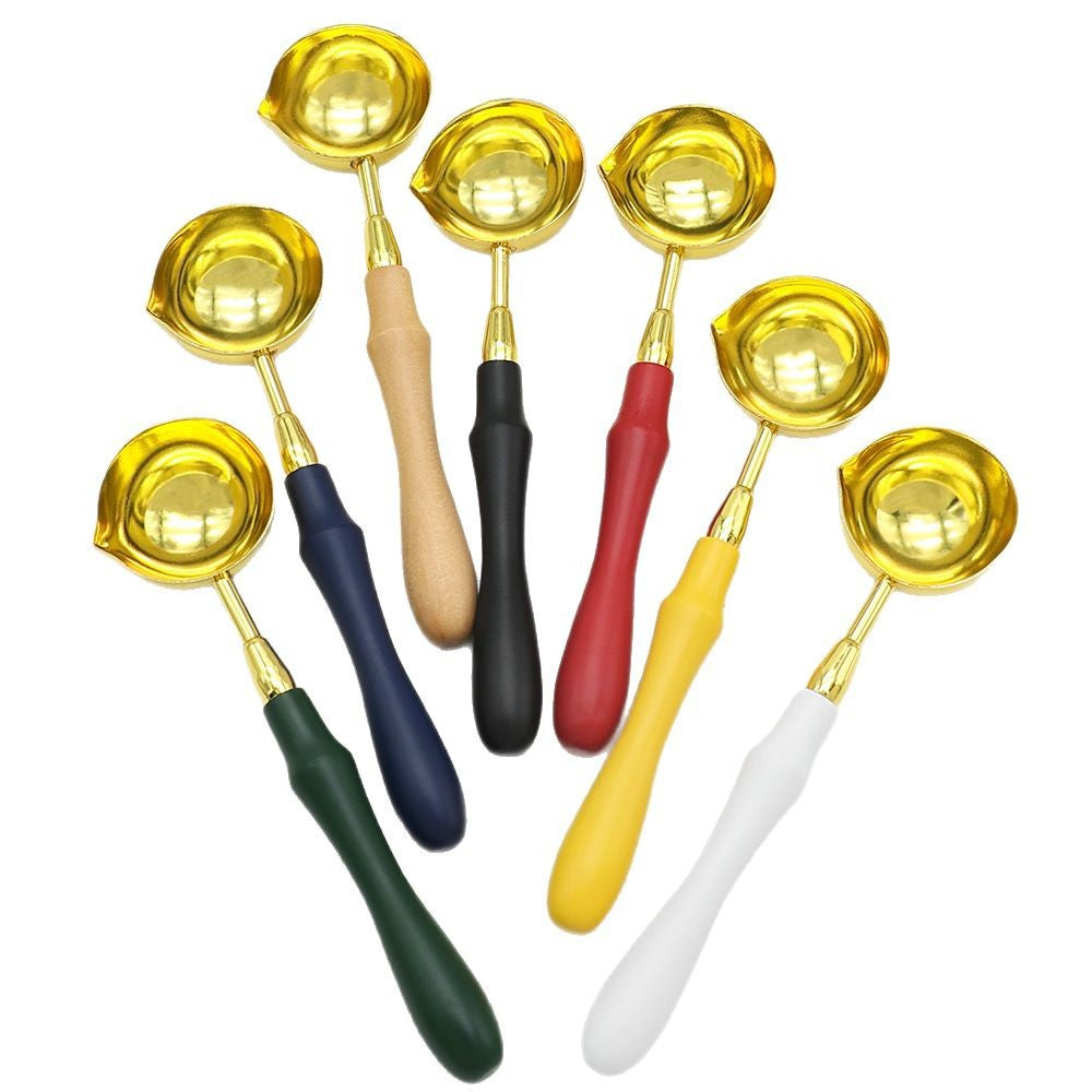 2PCS/Kit Sealing Wax Melting Spoons with Wooden Handle