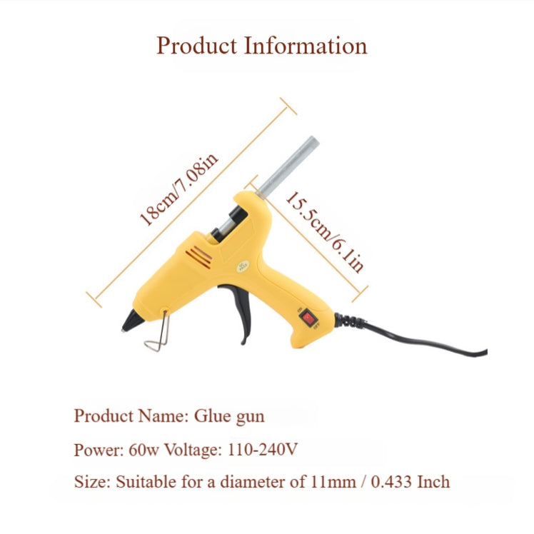 7mm/11mm/0.27in0.43in Glue Gun 30W/60W Fast Heating for DIY Craft Projects and Home Quick Repairs