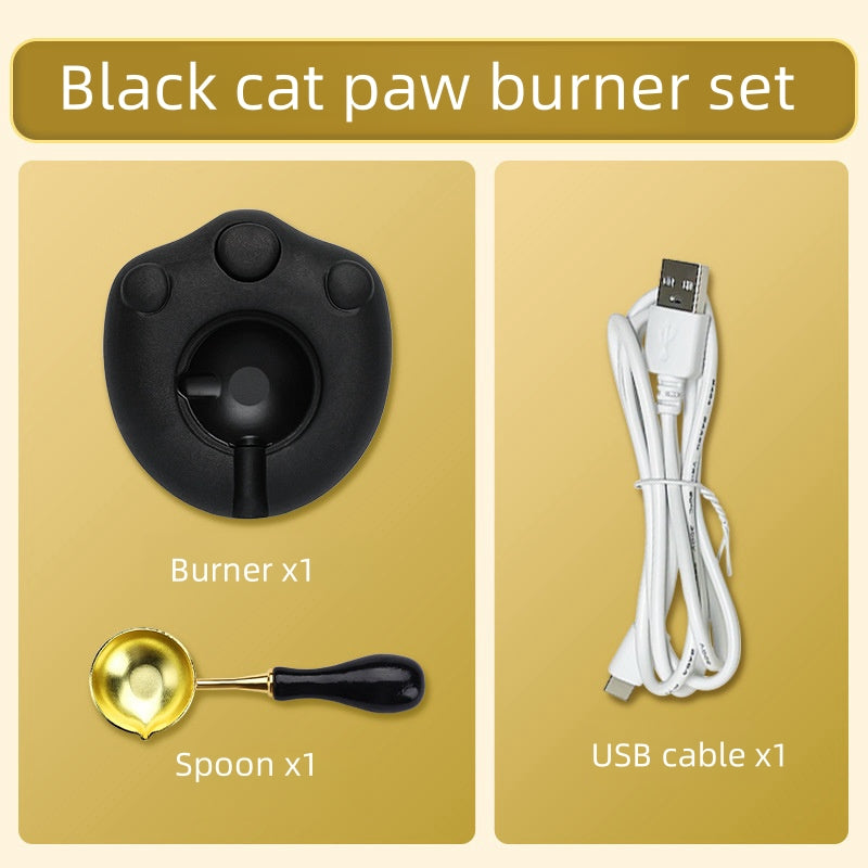 Cat Paw Electronic Sealing Wax Melter Burner Warmer Furnace with Spoon