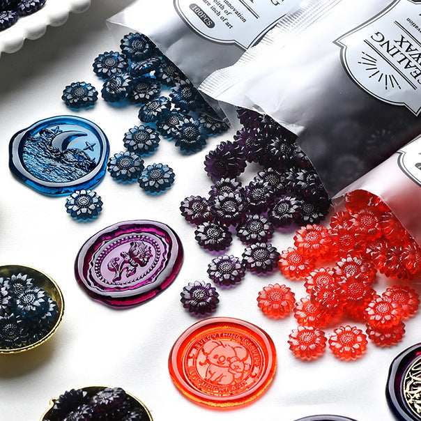 Ice Sealing Wax Beads 100Pcs Sunflower Sealing Wax