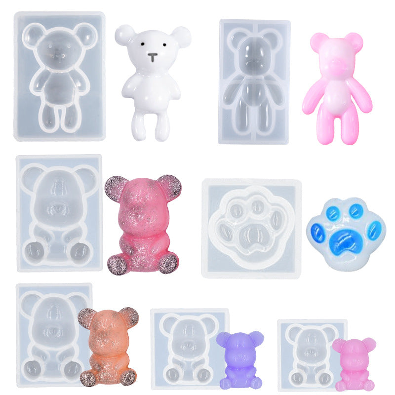 7 Pack 3D Bear Paw Epoxy Resin Silicone Molds,Animal Silicone Molds for Casting Candy Fondant Cake Craft DIY Decoration