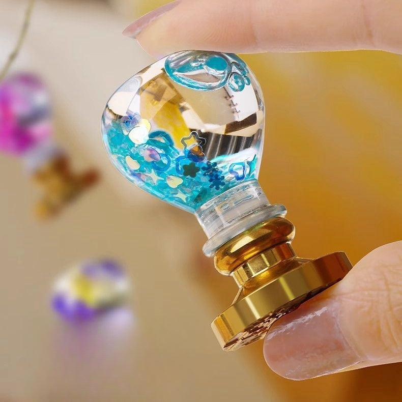 Cute Handle with Liquid Glitter for Wax Seal Stamp