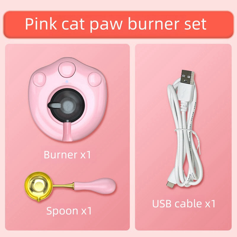 Cat Paw Electronic Sealing Wax Melter Burner Warmer Furnace with Spoon