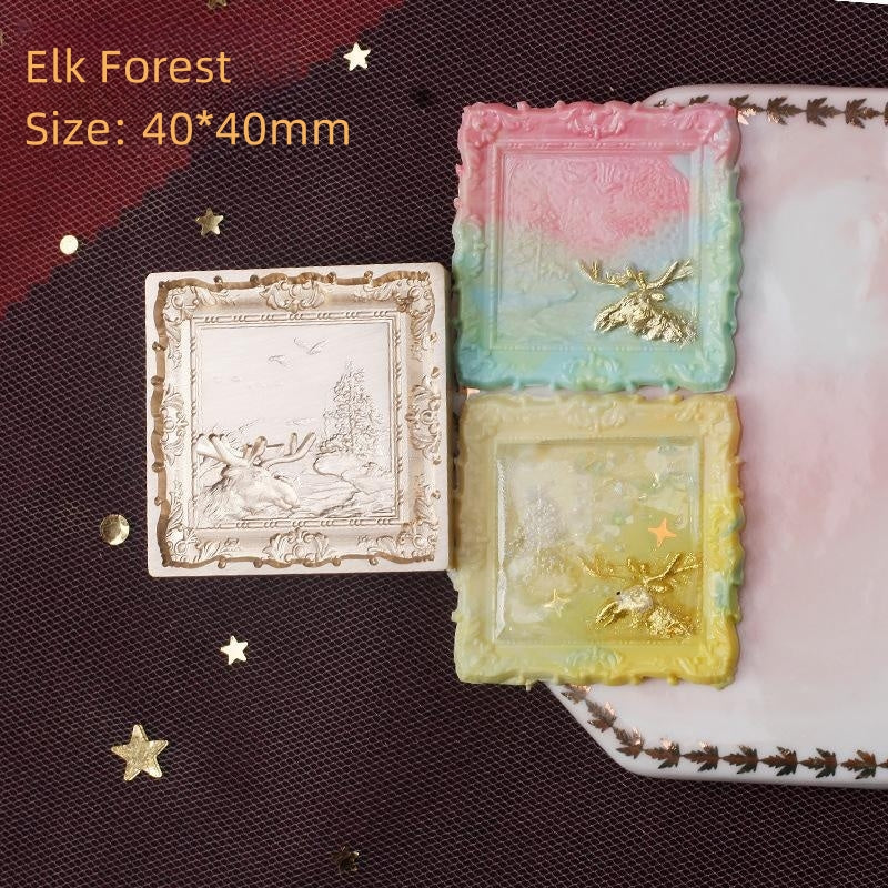 Elk Forest Brass Stamp 3D