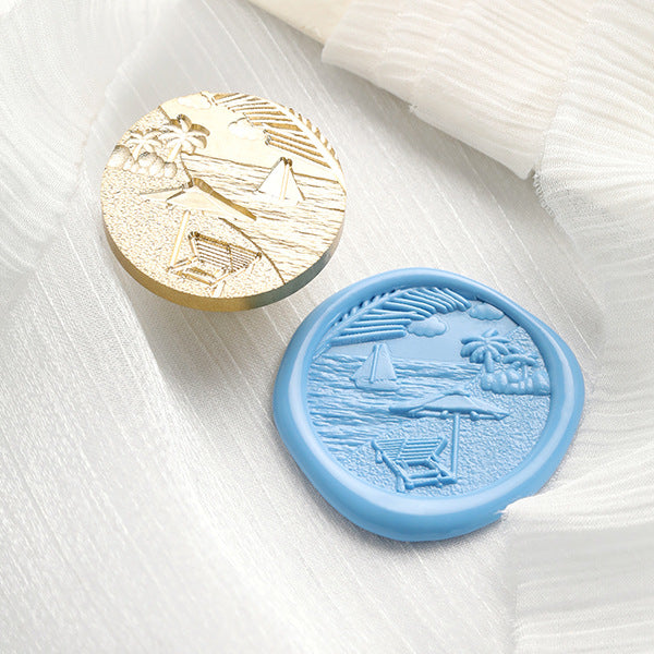 Ocean Sandbeach 3D Stamp Brass 3CM