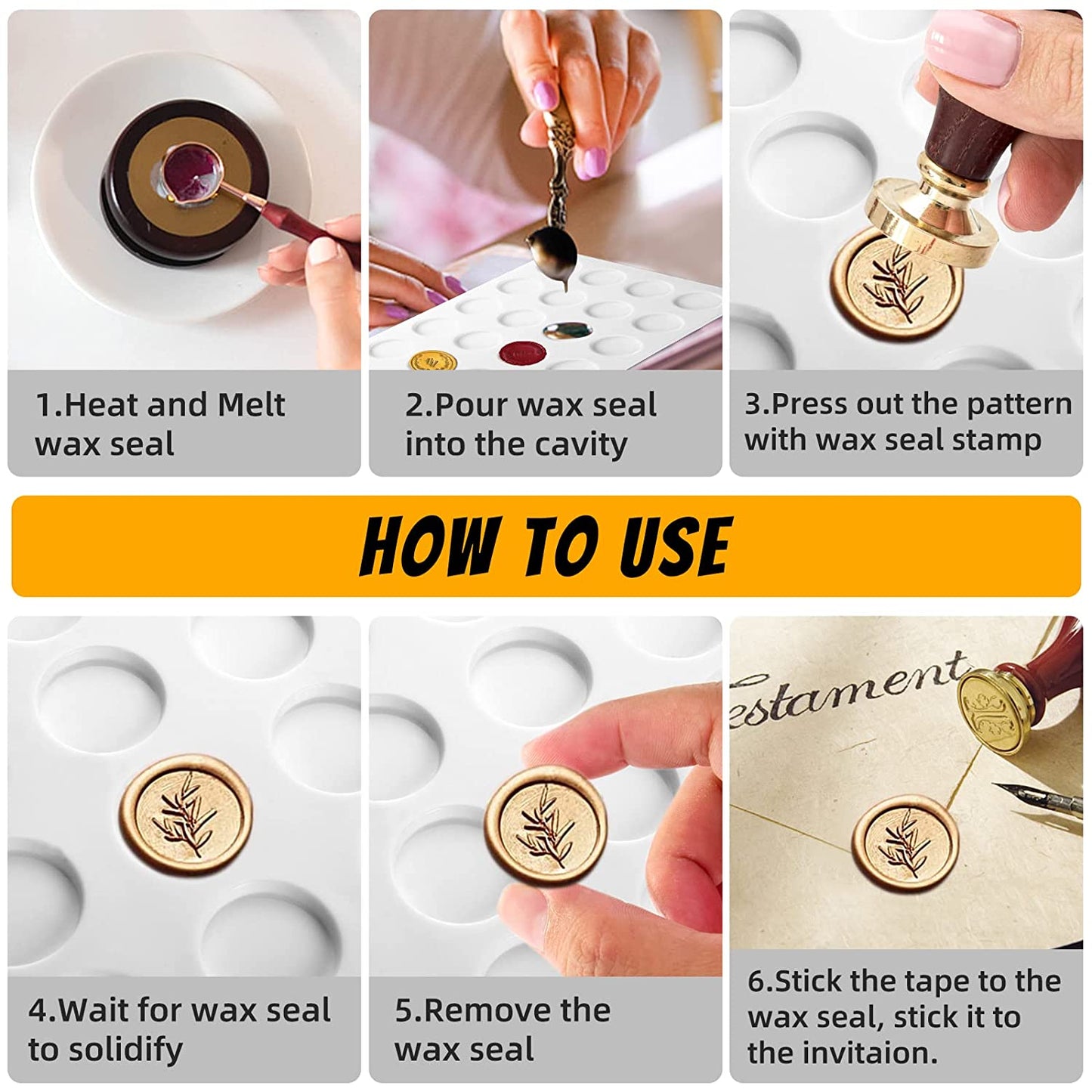 30-Cavity Wax Seal Silicone Molds Wax Seal Mat for Wax Sealing Stamp